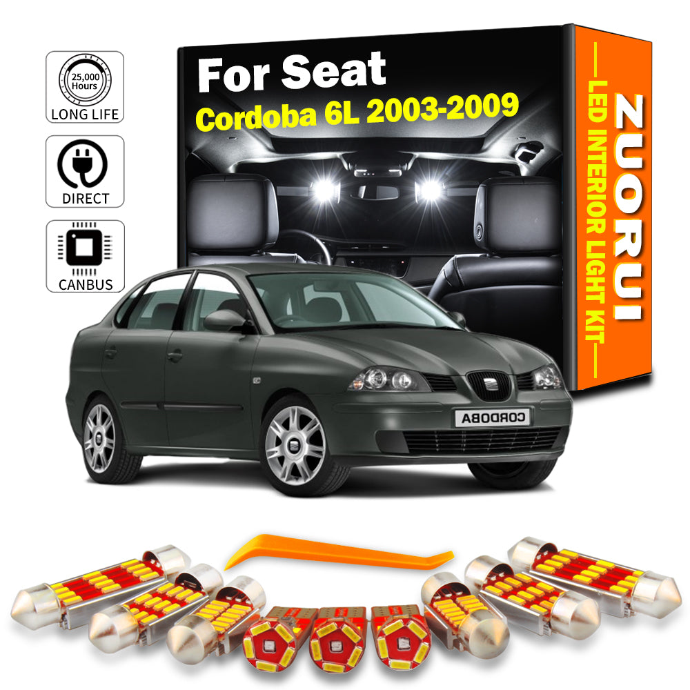 AutoGlowLED 11Pc LED Interior Light Kit for Seat Cordoba MK3 6L 6L2 2003-2009 No Error