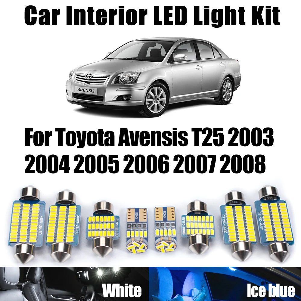 AutoGlowLED 17Pcs LED Interior Light Kit for Toyota Avensis T25 2003-2008