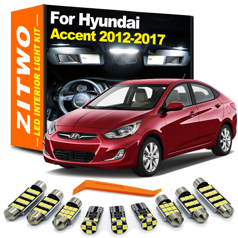 AutoGlowLED 10Pcs LED Interior Light Kit for Hyundai Accent 2012-2017