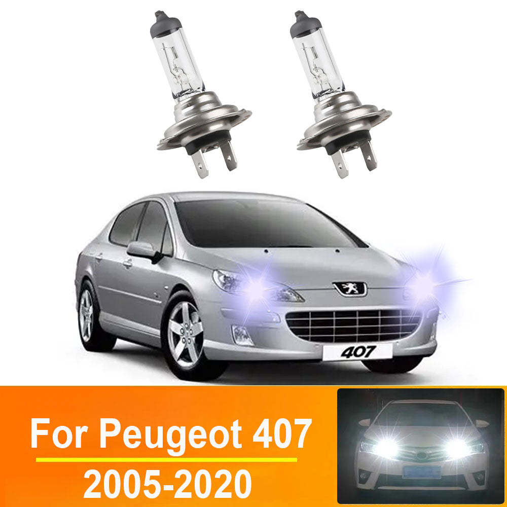 AutoGlowLED H7 Halogen Headlight Bulbs for Peugeot 407 2005-2020, 2PC Canbus