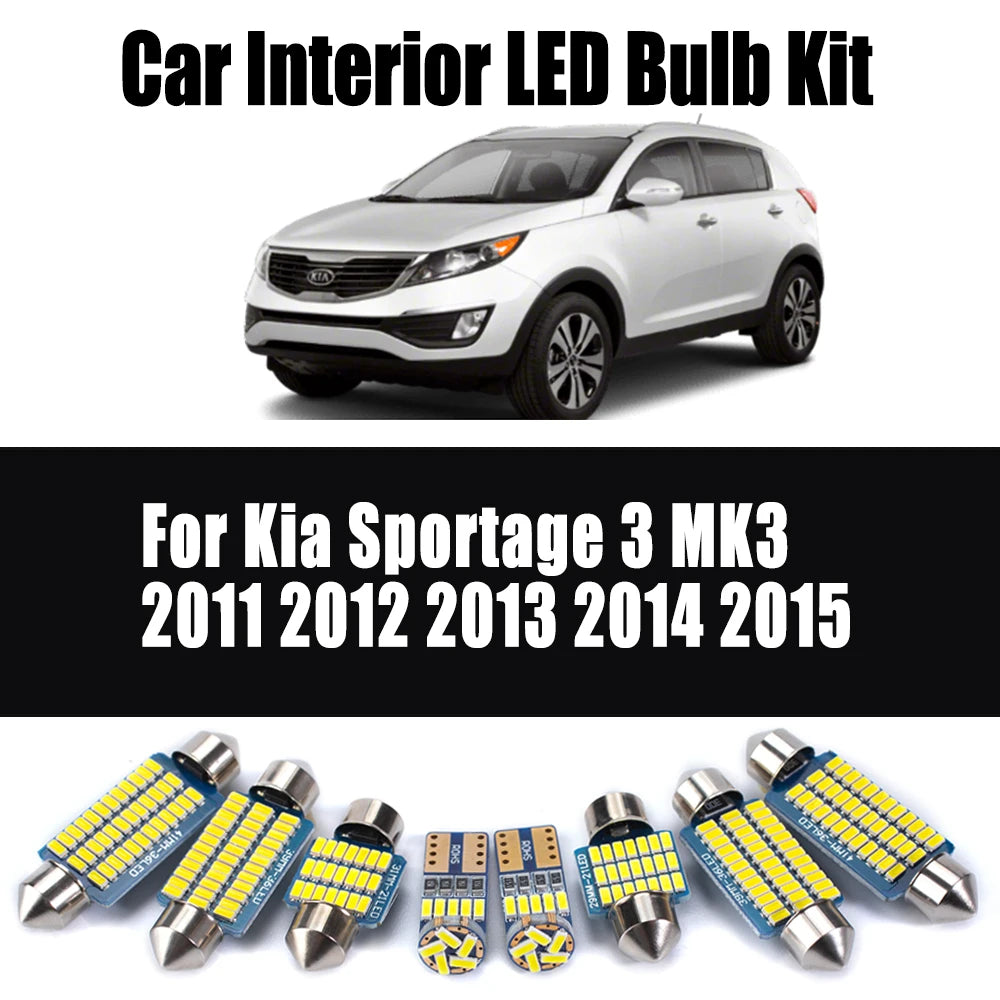 AutoGlowLED 11Pcs LED Interior Light Kit for Kia Sportage 3 MK3 2011-2015 Canbus