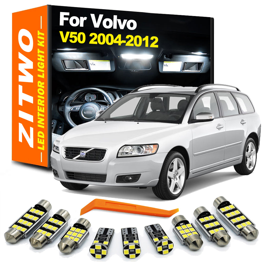 AutoGlowLED Full LED Interior Light Kit for Volvo V50 2004-2012 Dome Map Footwell