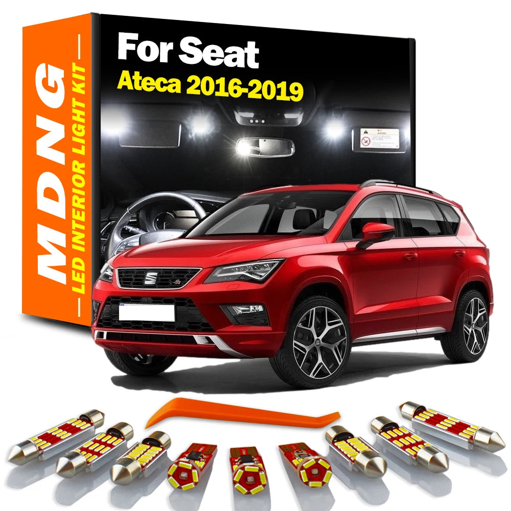 AutoGlowLED 12Pcs Canbus LED Interior Light Kit for Seat Ateca 2016-2019