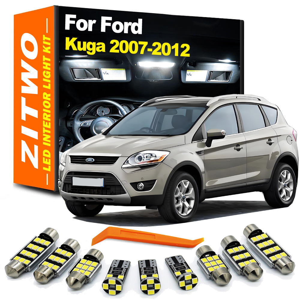 AutoGlowLED 15Pcs LED Interior Light Kit for Ford Kuga 2007-2012 Dome Map Trunk Reading Bulbs