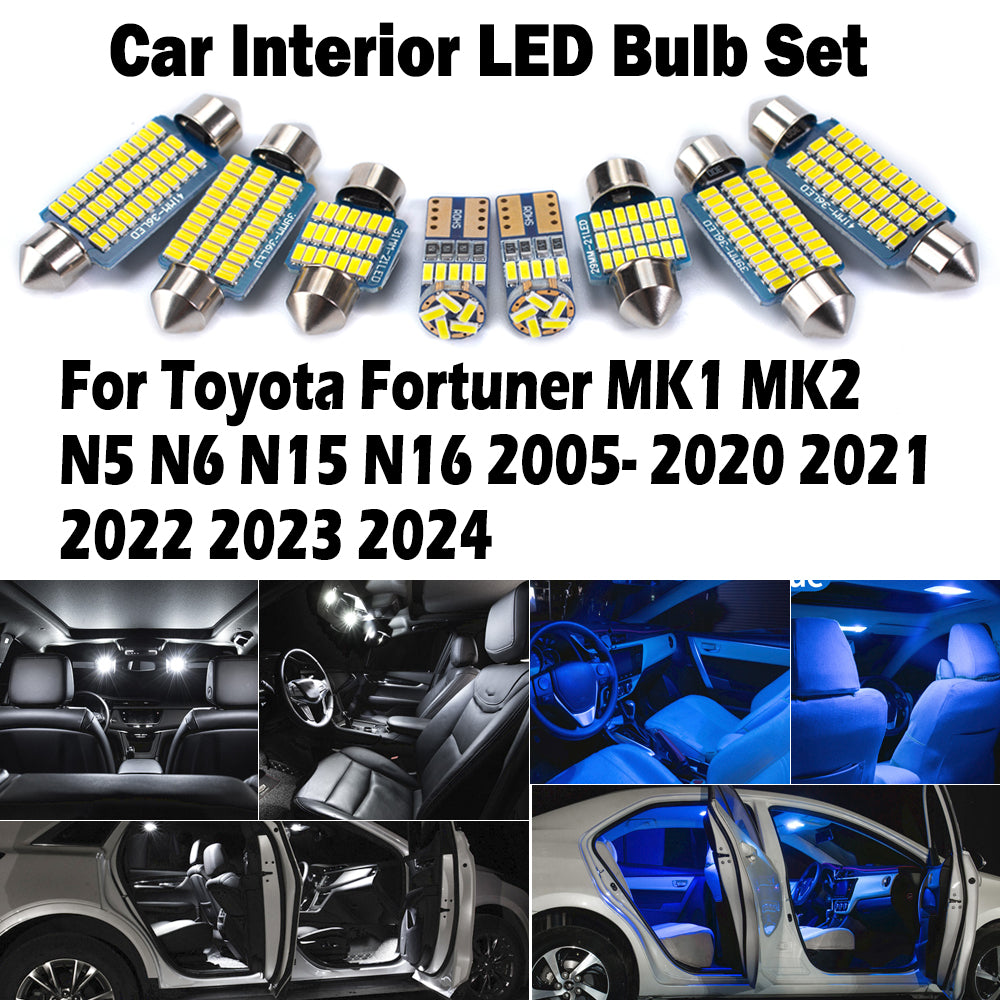 AutoGlowLED LED Interior Light Kit for Toyota Fortuner 2005-2024 Map Dome Trunk