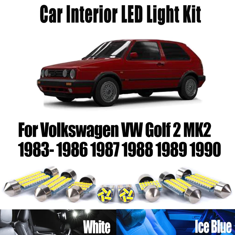 AutoGlowLED 9Pc Canbus LED Interior Light Kit for VW Golf 2 MK2 1983-1990