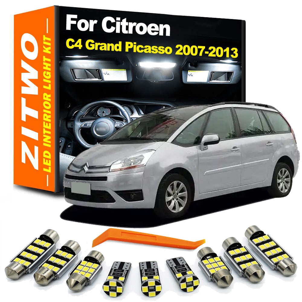 AutoGlowLED 14Pcs LED Interior Light Kit for Citroen C4 Picasso 2007-2013