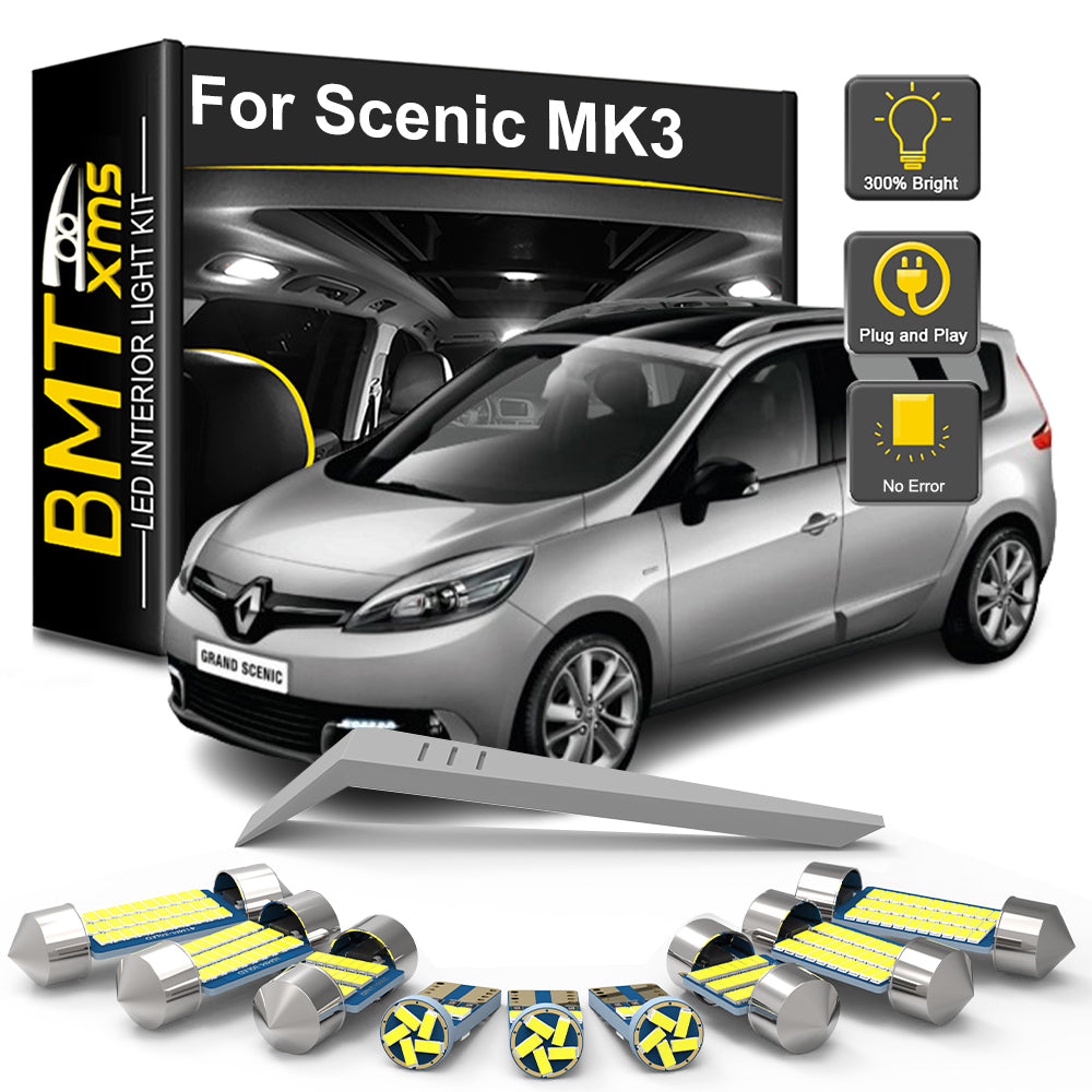 AutoGlowLED 21Pc LED Interior Light Kit for Renault Scenic Grand Scenic 3 2009-2016