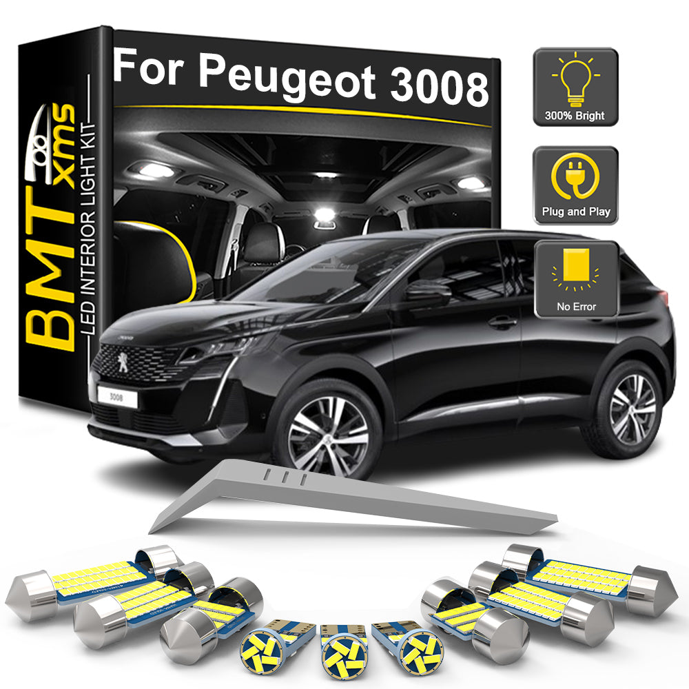 AutoGlowLED Canbus LED Interior Light Kit for Peugeot 3008 2009-2020