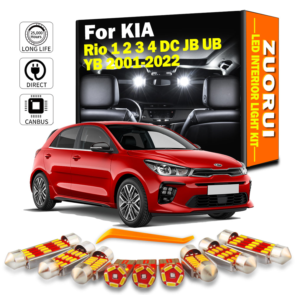 AutoGlowLED LED Interior Map Dome Light Kit for Kia Rio 2001-2022 Canbus