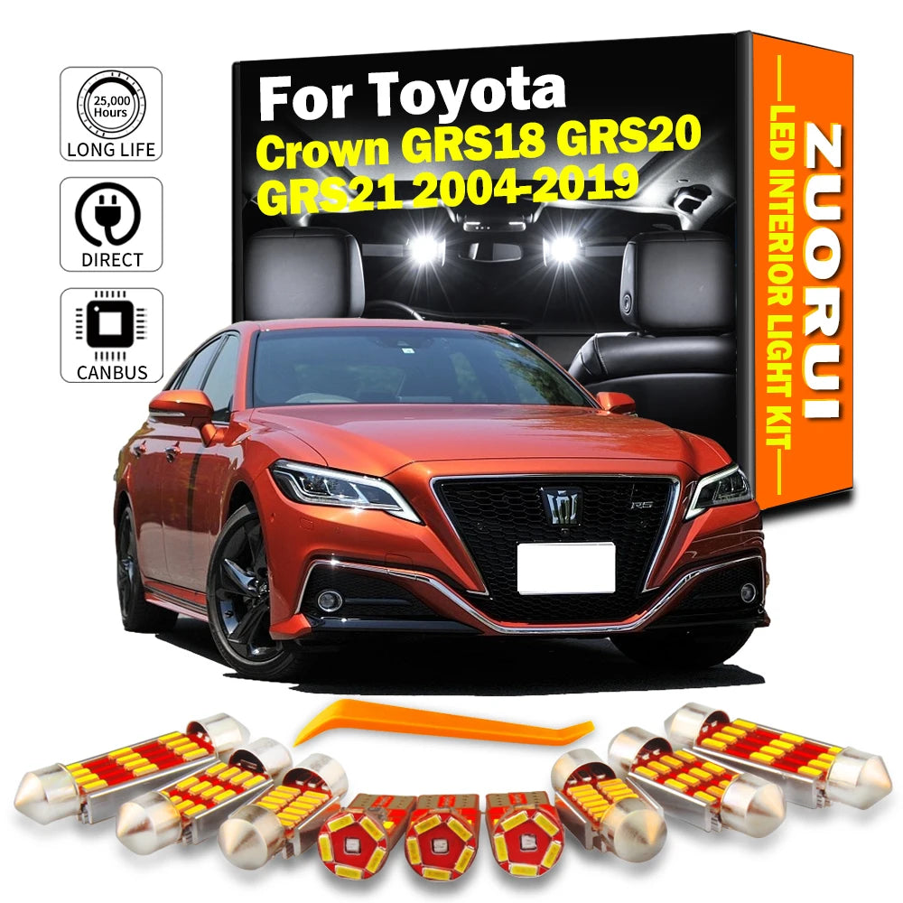 AutoGlowLED Canbus LED Interior Light Kit for Toyota Crown GRS18 GRS20 GRS21 2004-2019 No Error