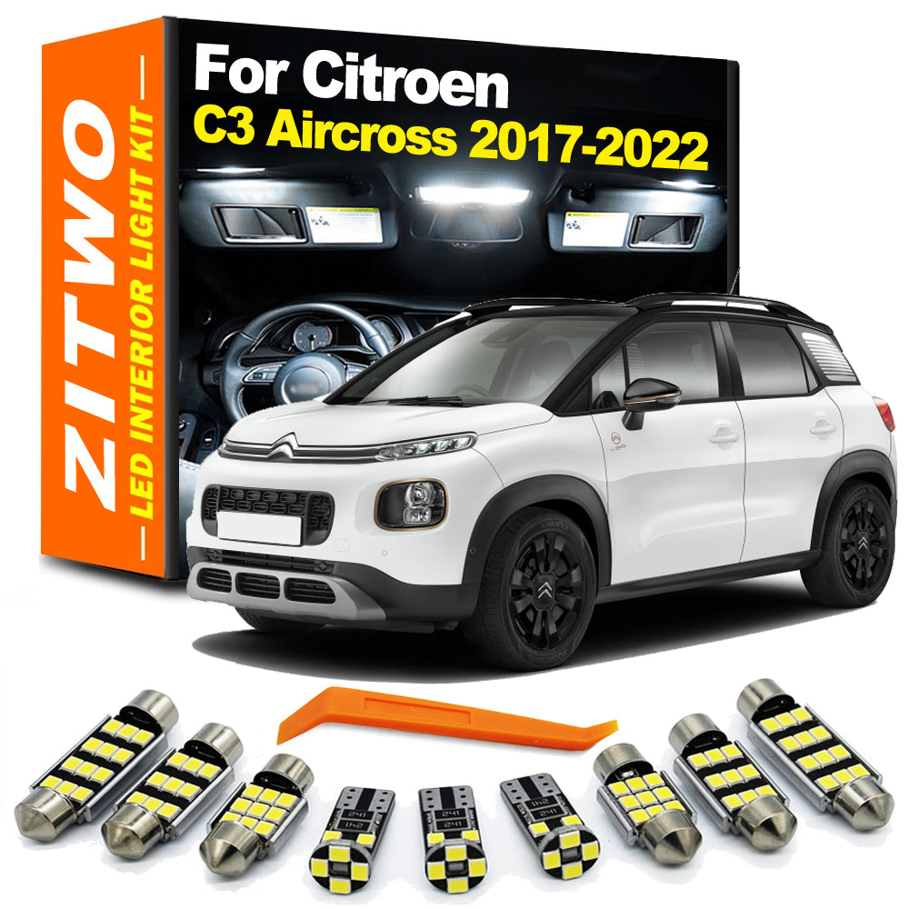 AutoGlowLED 11Pcs Canbus LED Interior Light Kit for Citroen C3 Aircross 2017-2022