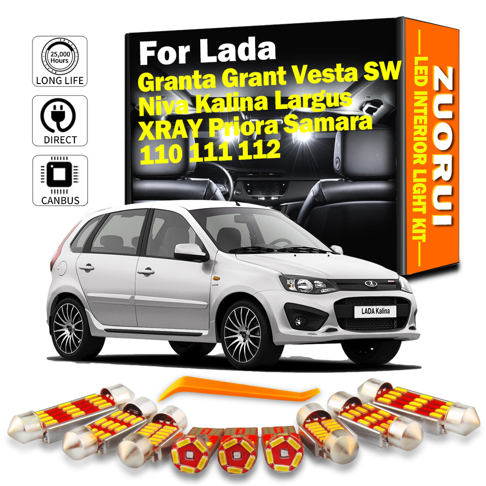 AutoGlowLED Canbus LED Interior Map Dome Light Kit for Lada Granta Vesta Niva Kalina Largus XRAY Priora Samara 110 111 112