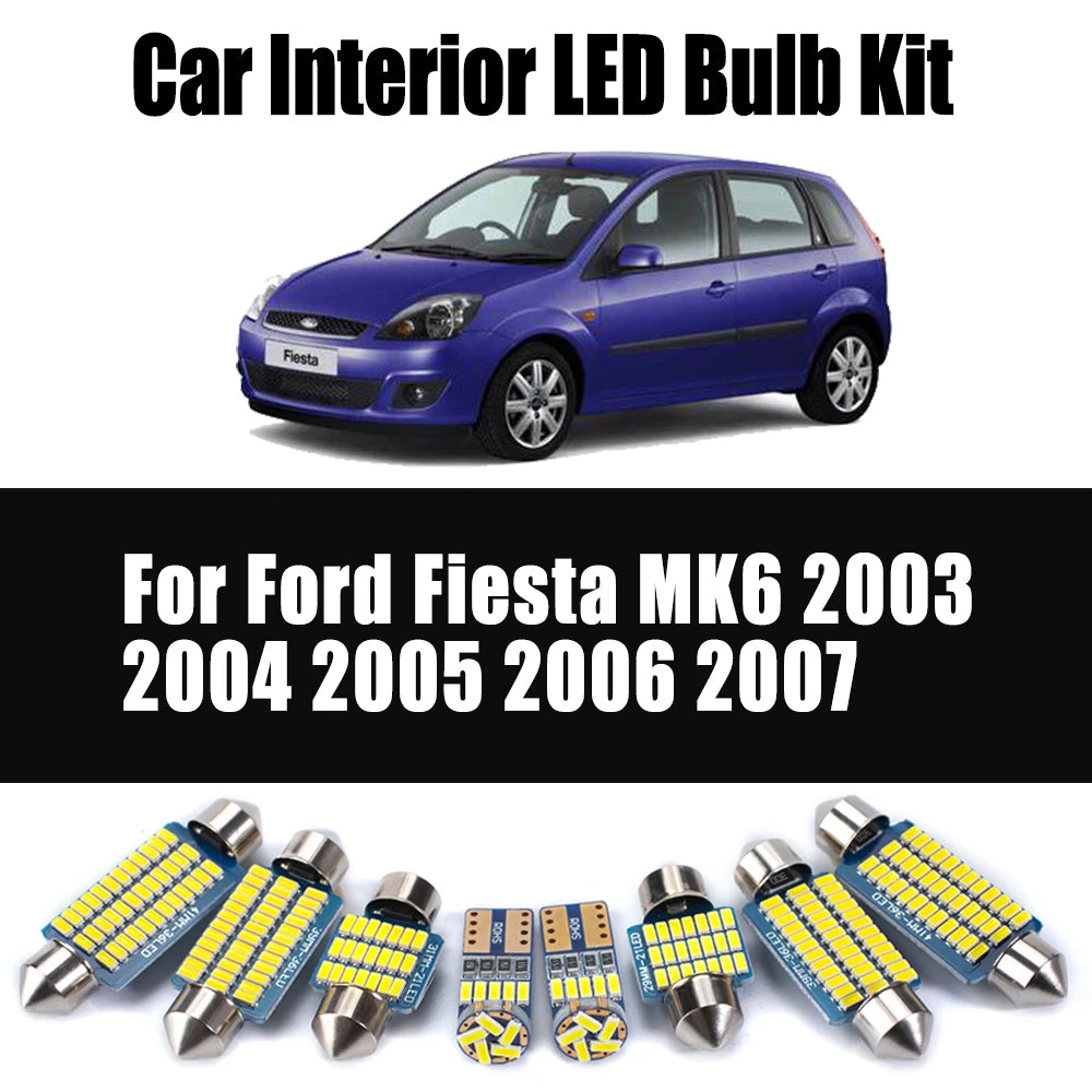 AutoGlowLED 13Pcs Canbus No Error LED Interior Light Kit for Ford Fiesta MK6 2003-2007
