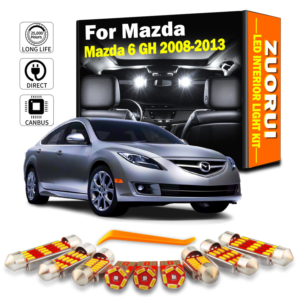 AutoGlowLED 13Pc LED Interior Light Kit for Mazda 6 MK2 GH 2008-2013