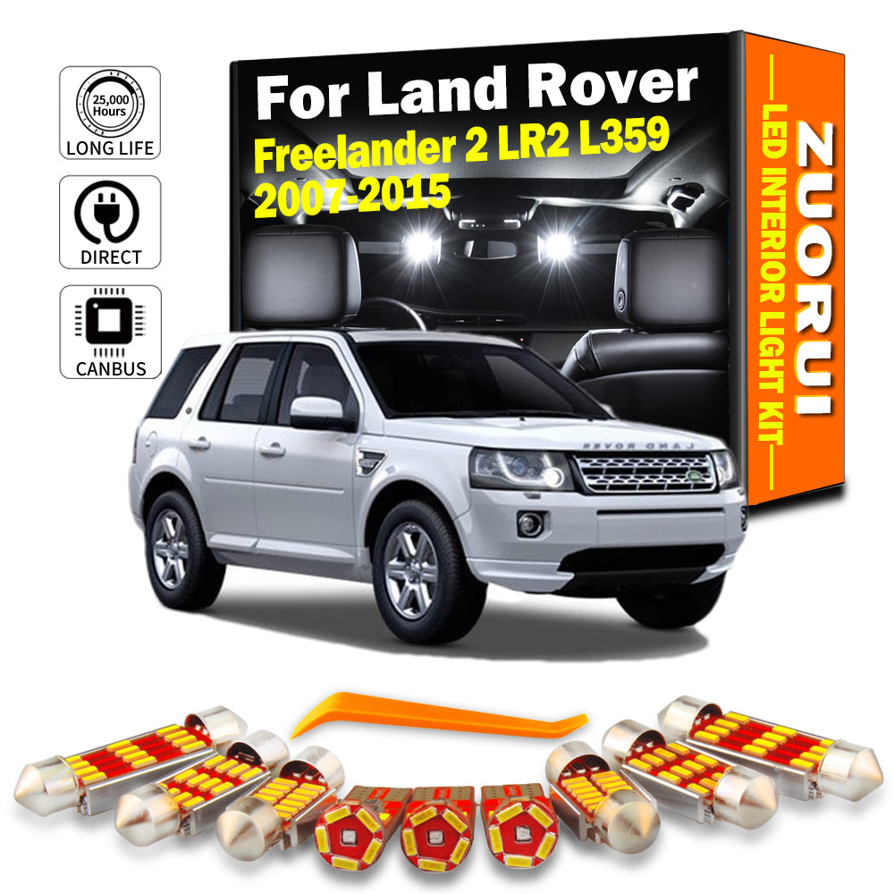 AutoGlowLED 17Pc LED Interior Light Kit for Land Rover Freelander 2 LR2 L359 2007-2015