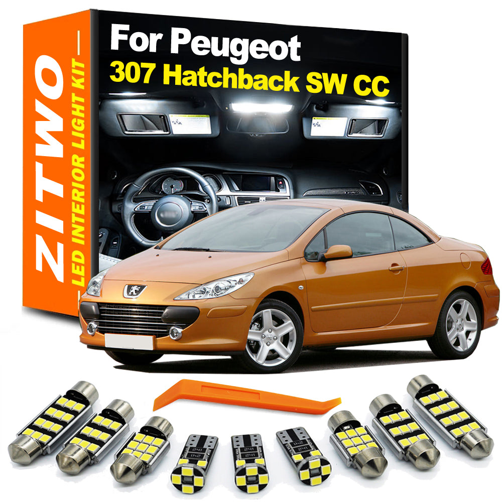 AutoGlowLED 12-Piece LED Interior Light Kit for Peugeot 307 2001-2009