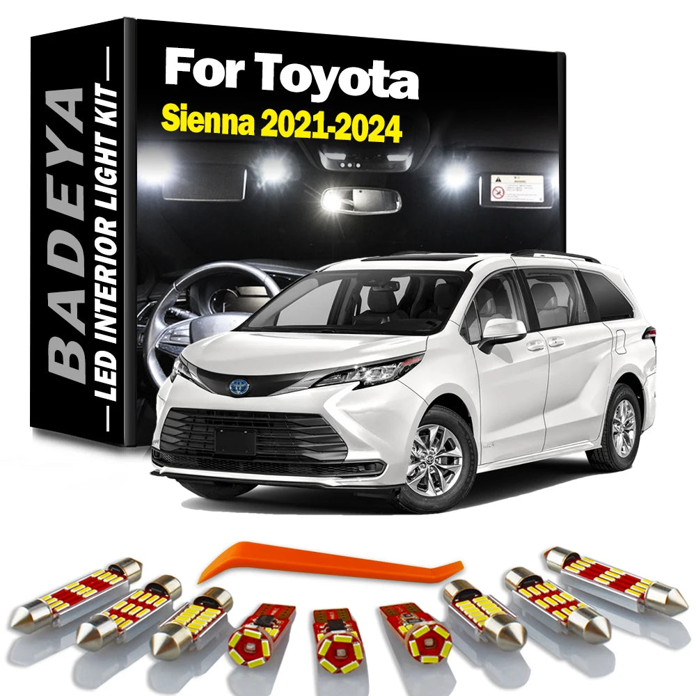 AutoGlowLED 17Pc LED Interior Light Kit for Toyota Sienna 2021-2024