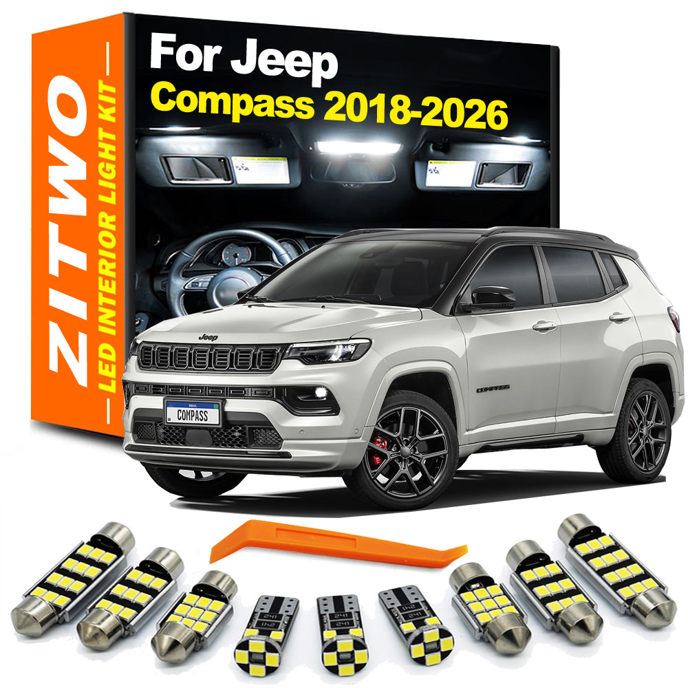 LED Interior Light Kit for Jeep Compass 2018-2026 AutoGlowLED 14Pcs