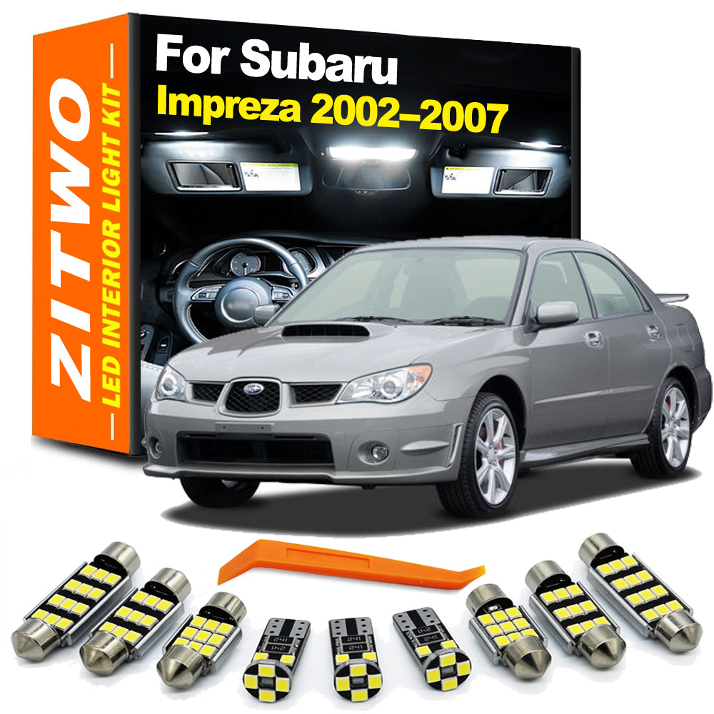 AutoGlowLED 8-Piece LED Interior Light Kit for Subaru Impreza 2002-2007 Dome Map License