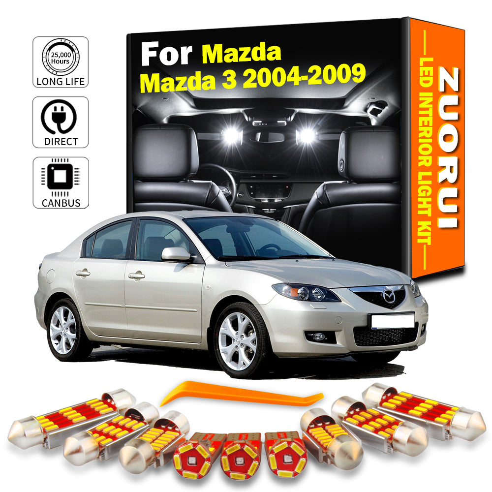 AutoGlowLED 8Pc Canbus LED Interior Light Kit for Mazda 3 2004-2009 Map Dome Trunk