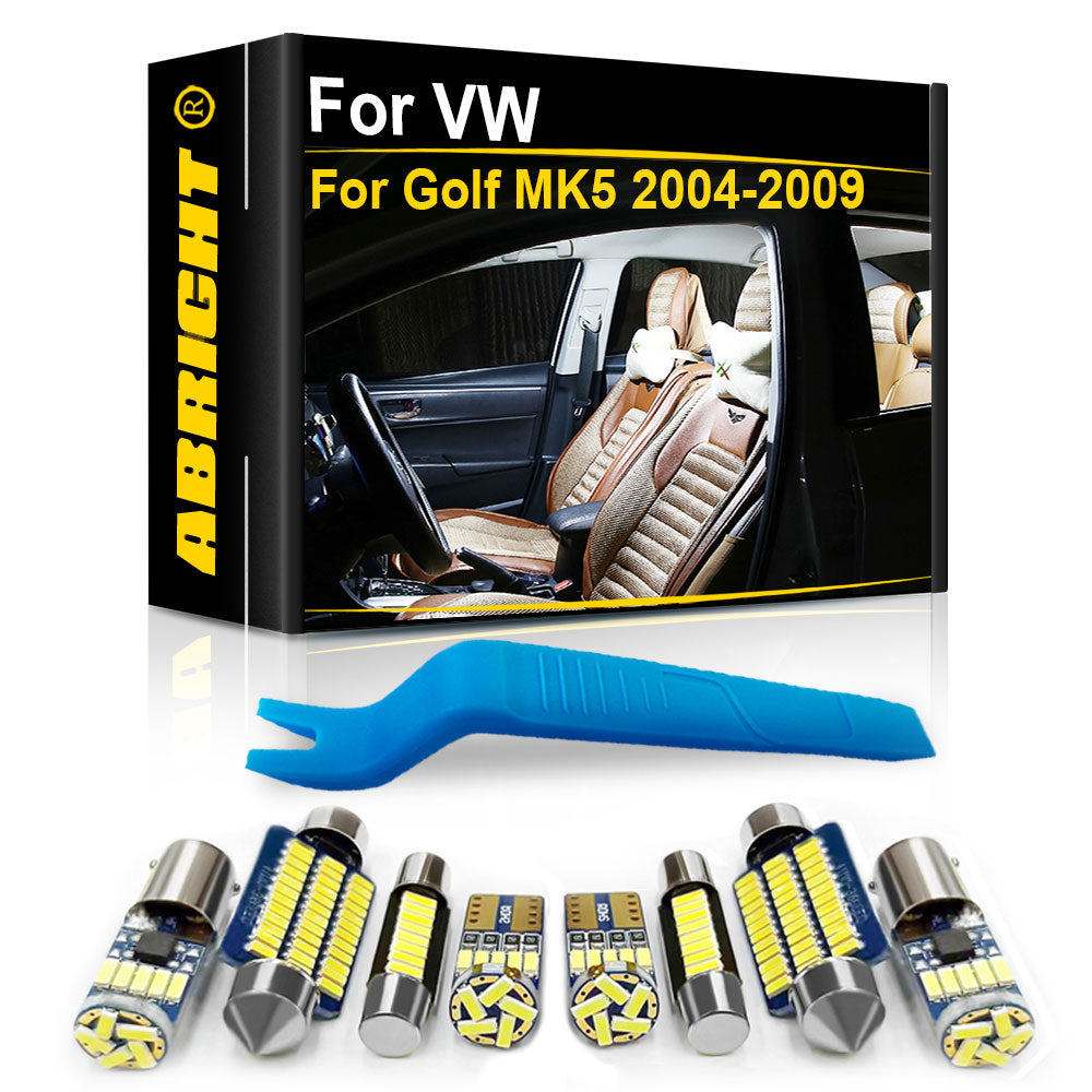 AutoGlowLED 10Pc LED Interior Light Kit for VW Golf MK5 GTI 2006-2009