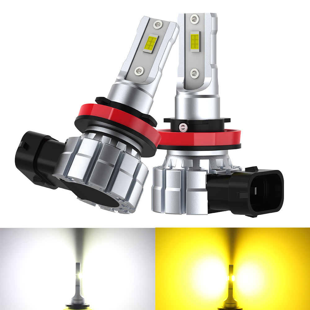 AutoGlowLED H8 H11 LED Fog Lamps for Lada Granta Kalina Vesta - 12000Lm 60W White Yellow Dual Switch