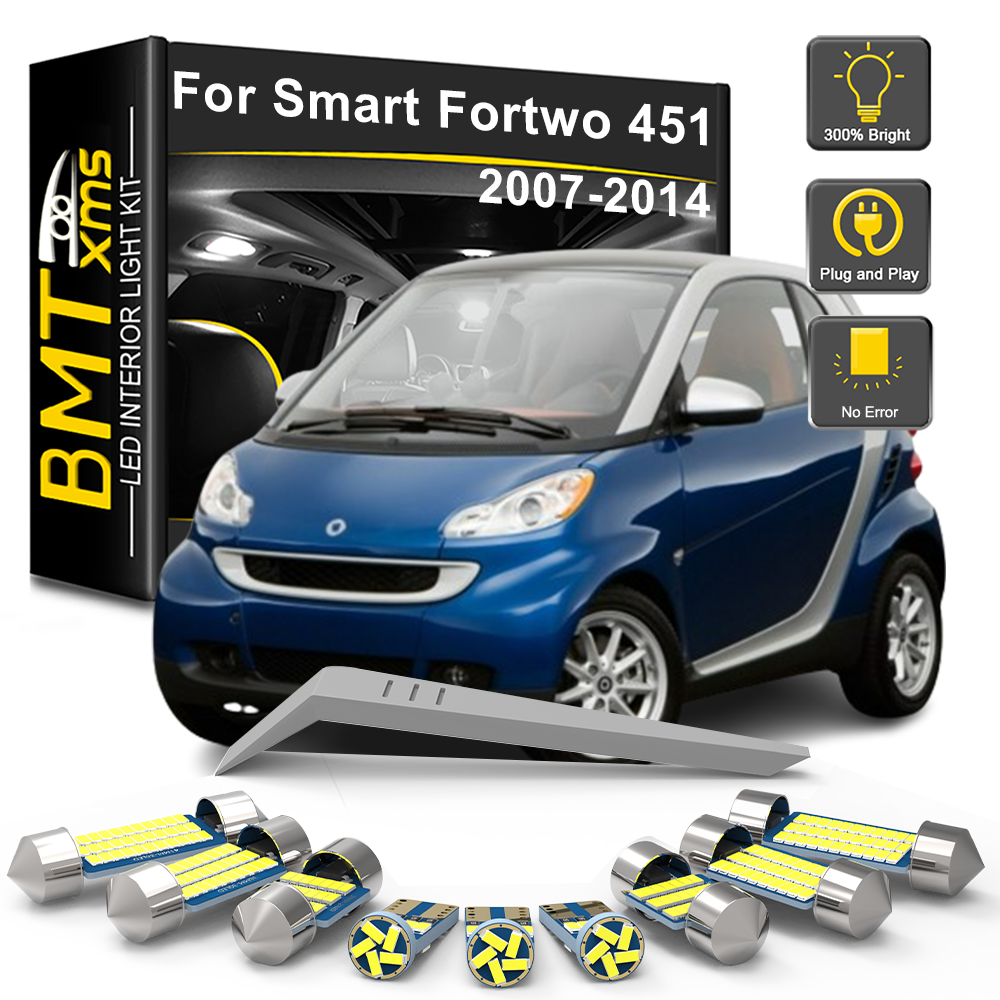 AutoGlowLED 6PCS LED Interior Light Kit for Smart Fortwo 451 2007-2014
