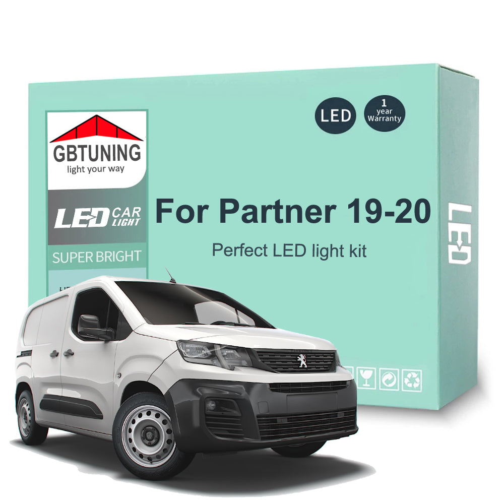 AutoGlowLED 16Pcs Canbus LED Interior Light Kit for Peugeot Partner MK3 2019-2020