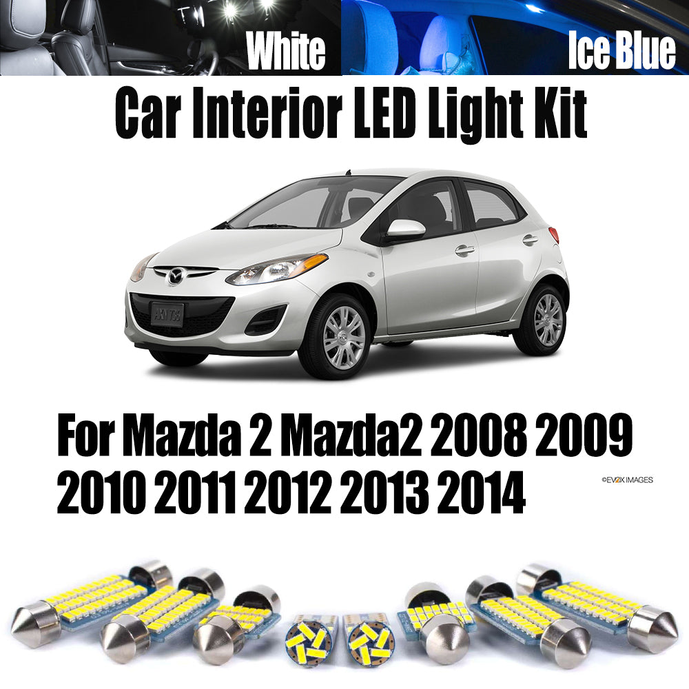 AutoGlowLED LED Interior Light Kit for Mazda 2 Mazda2 2008-2014 9Pcs