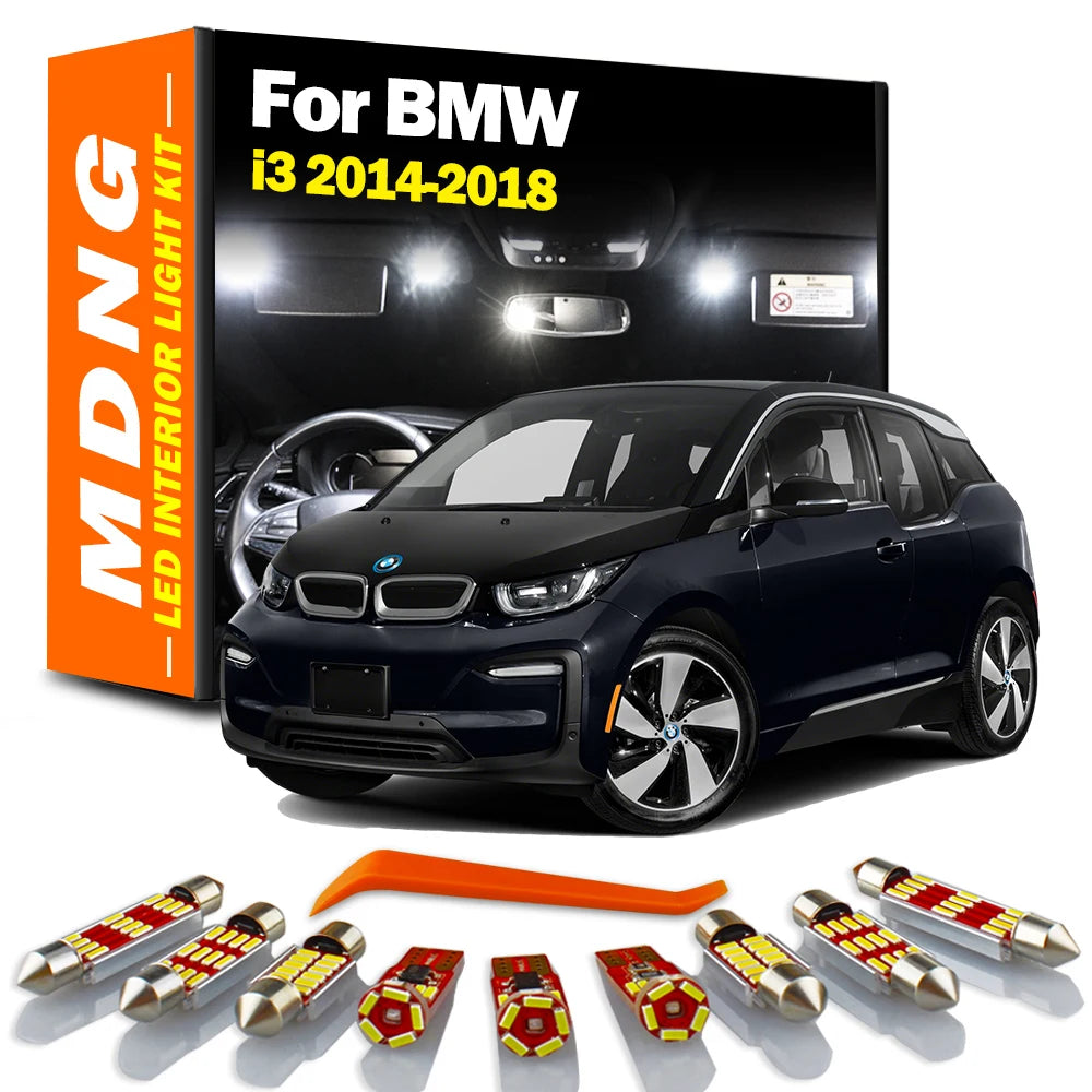 AutoGlowLED 9Pcs Canbus LED Interior Light Kit for BMW i3 2014-2018 No Error
