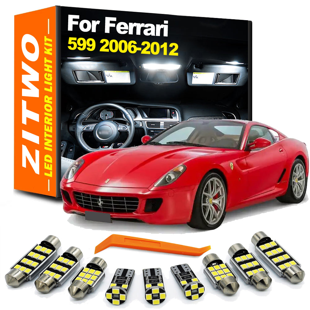 AutoGlowLED 9-Piece LED Interior Reading Light Kit for Ferrari 599 GTB GTO SA 2006-2012