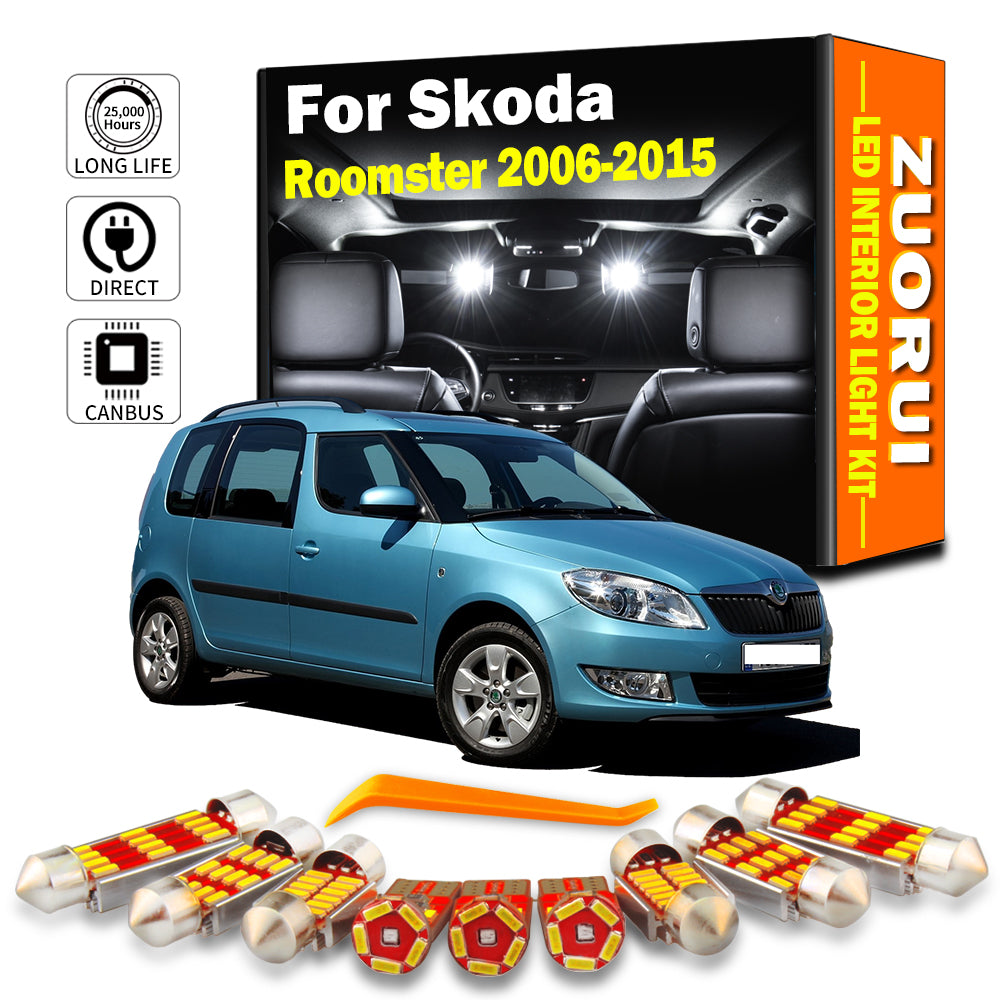 AutoGlowLED Canbus LED Interior Light Kit for Skoda Roomster 2006-2015, 10Pcs
