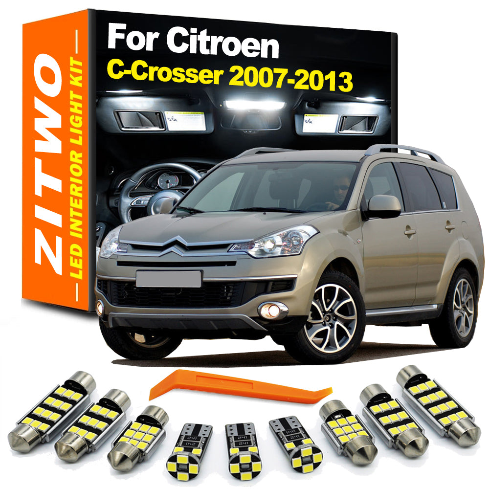 AutoGlowLED 8Pcs Canbus LED Interior Dome Light Kit for Citroen C-Crosser 2007-2013