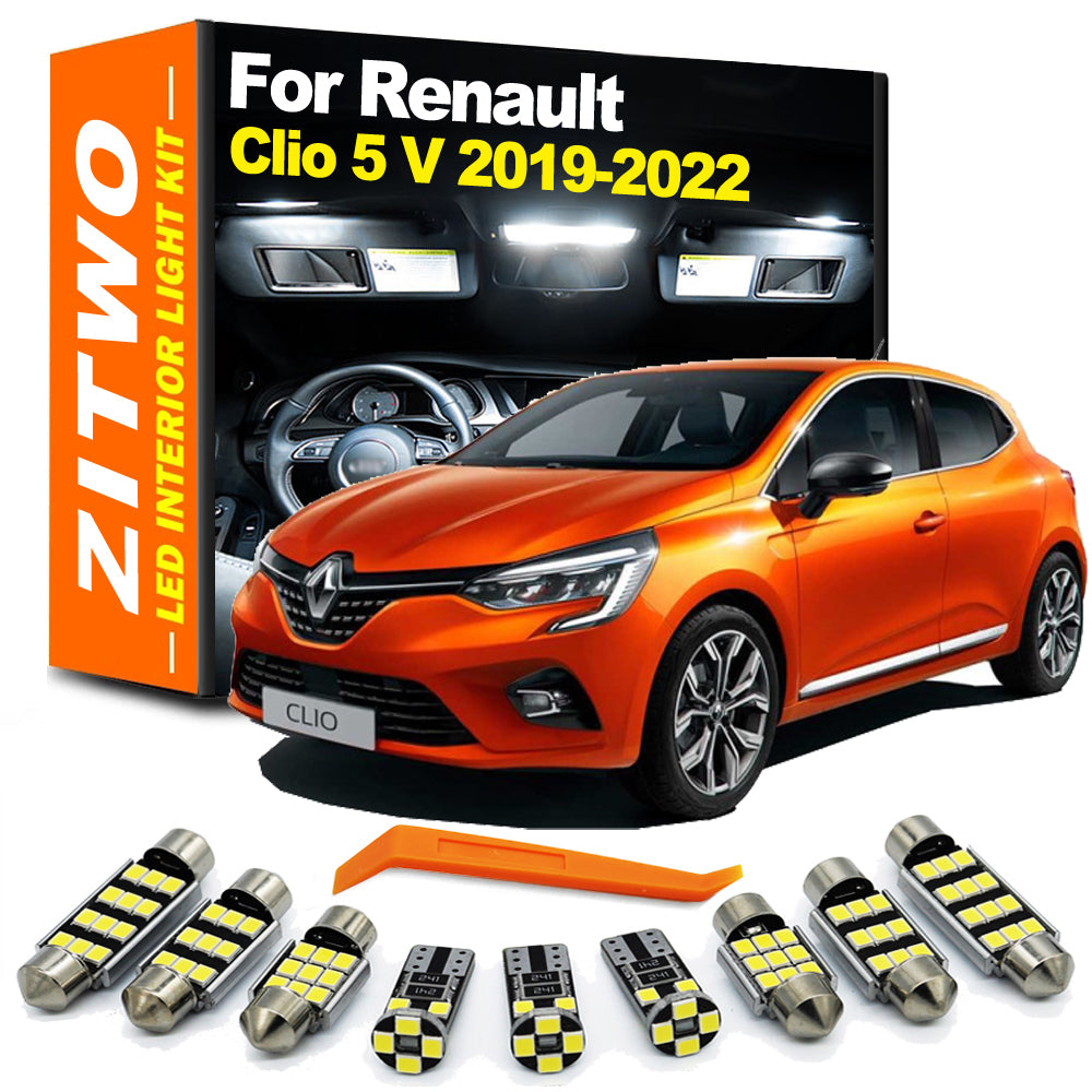 AutoGlowLED 9Pcs Canbus LED Interior Light Kit for Renault Clio 5 2019-2023