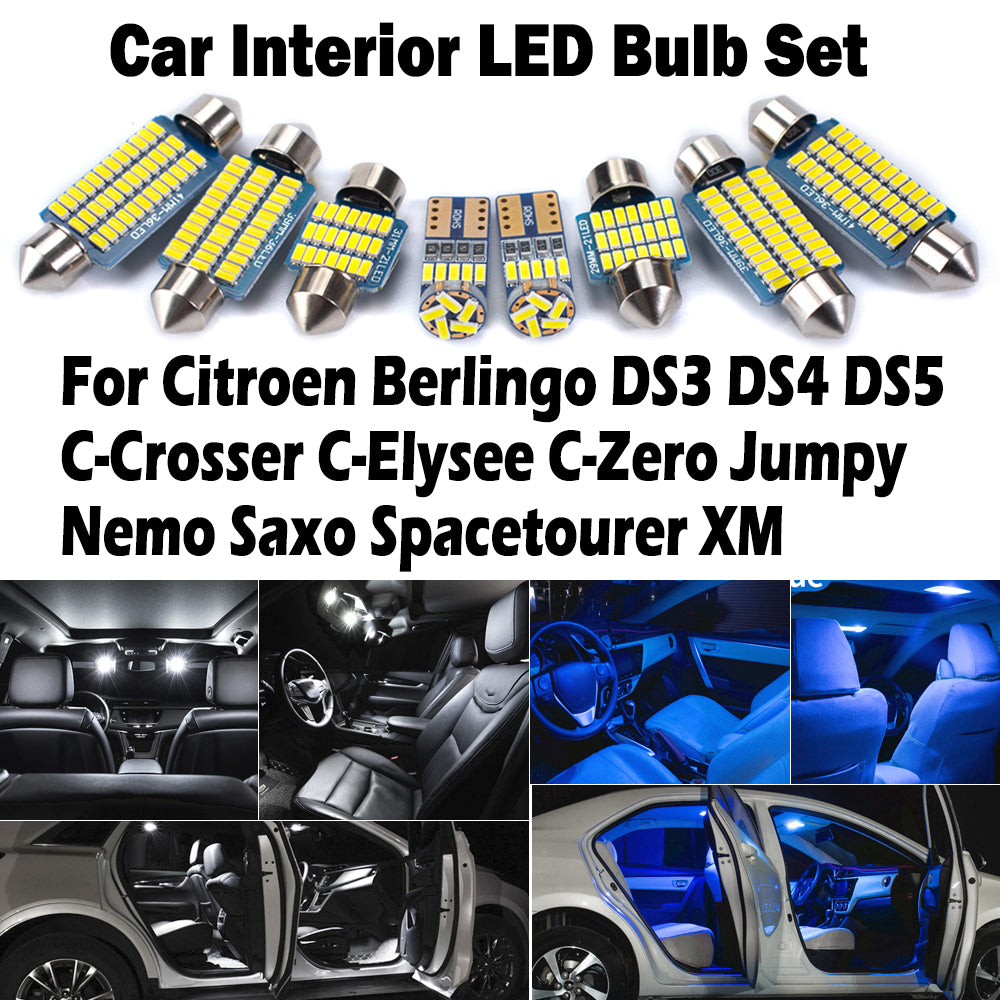 AutoGlowLED Car LED Interior Light Kit for Citroen Berlingo DS3 DS4 DS5 C-Crosser C-Elysee C-Zero Jumpy Nemo Saxo Spacetourer XM