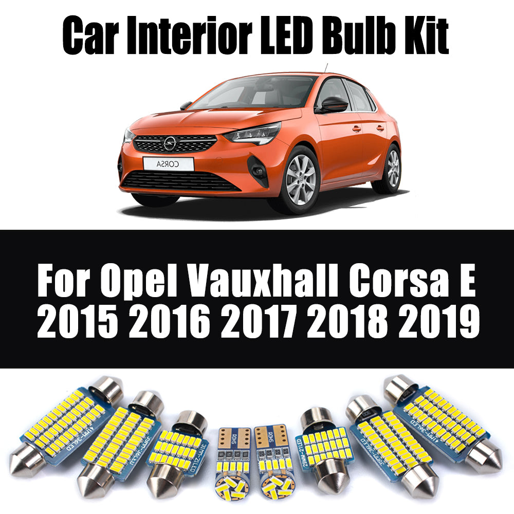 AutoGlowLED 11Pcs LED Interior Light Kit for Opel Vauxhall Corsa E 2015-2019 Canbus