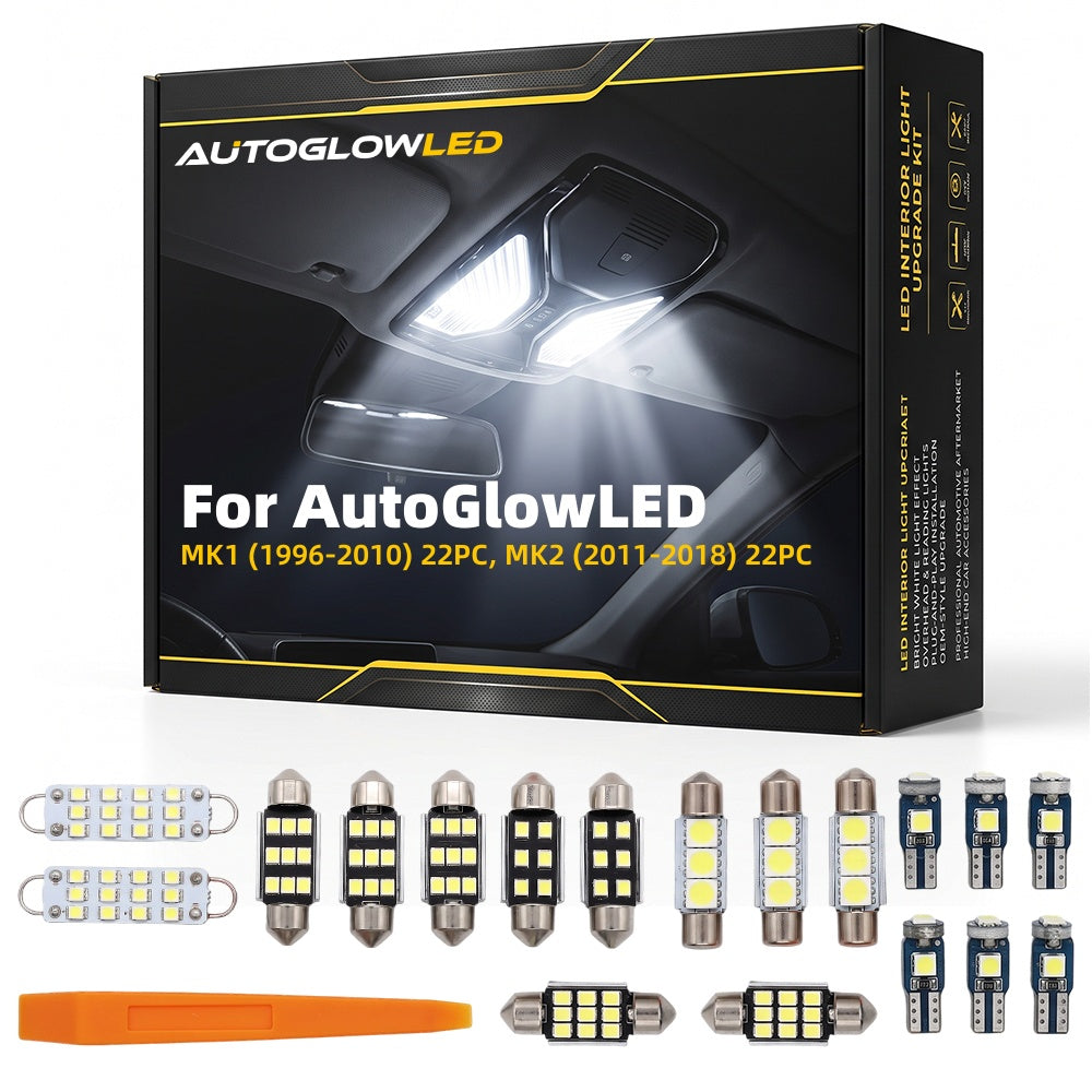 AutoGlowLED LED Interior Light Kit for Seat Alhambra 1996-2018, 22Pcs Canbus Error Free Plug and Play Map Dome Bulbs | AutoGlowLED