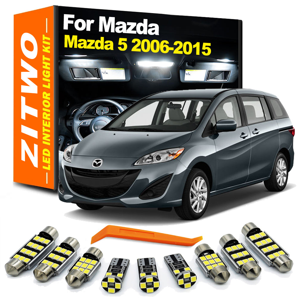 AutoGlowLED 10Pcs LED Interior Light Kit for Mazda 5 2006-2015 White