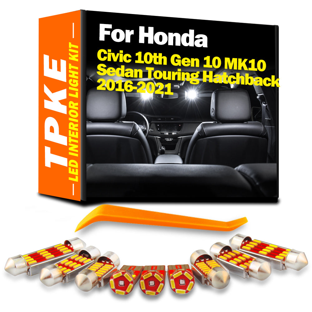 AutoGlowLED 12Pc LED Interior Light Kit for Honda Civic 10th Gen 2016-2021