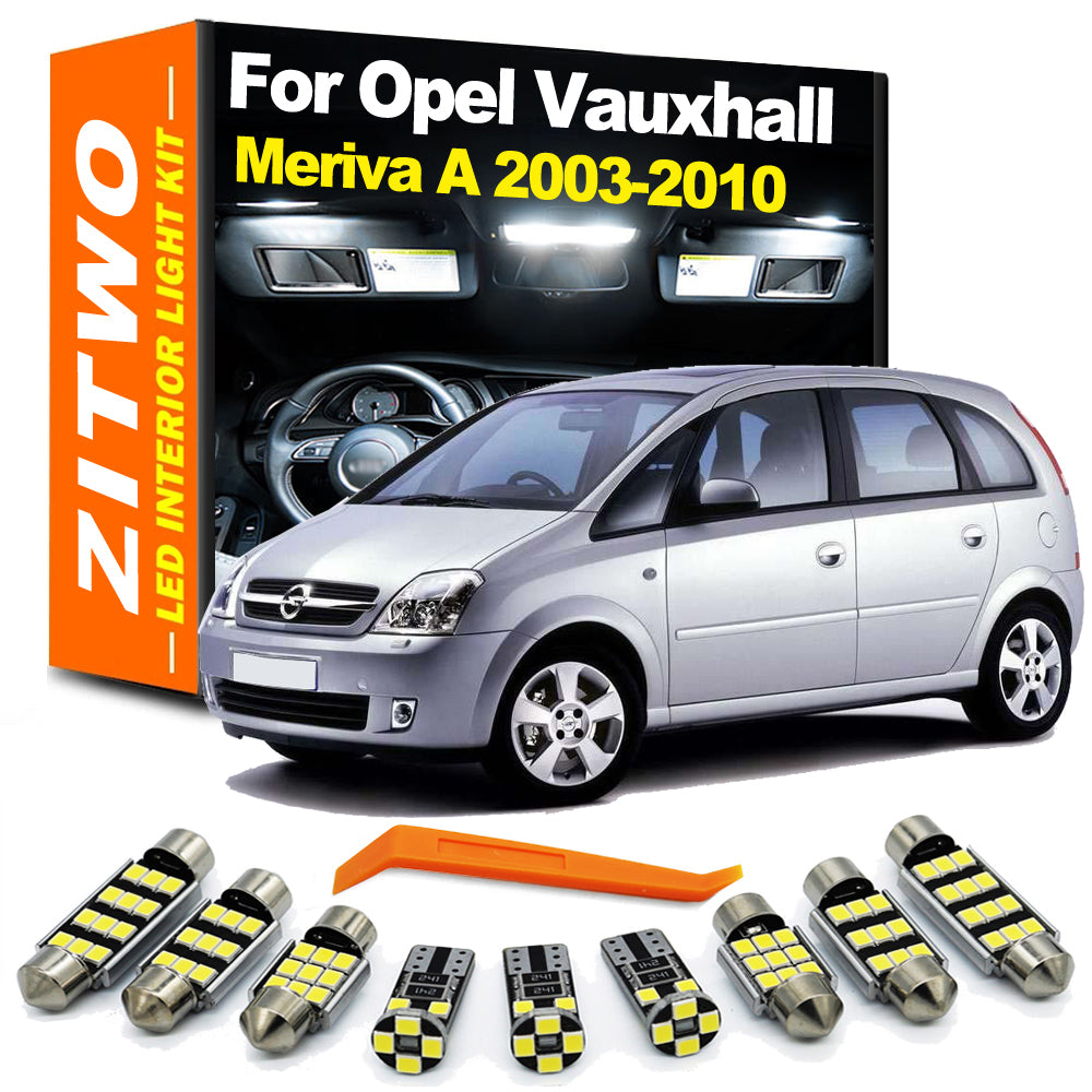 AutoGlowLED 10Pcs LED Interior Light Kit for Opel Vauxhall Meriva A 2003-2010 Canbus