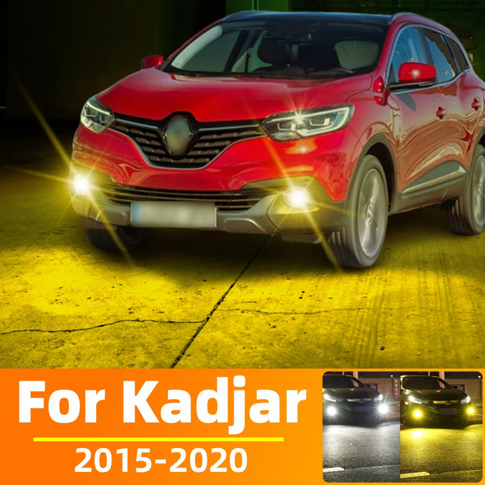 AutoGlowLED LED Fog Light for Renault Kadjar 2015-2020, 2pcs Front Driving Lamp Bulbs