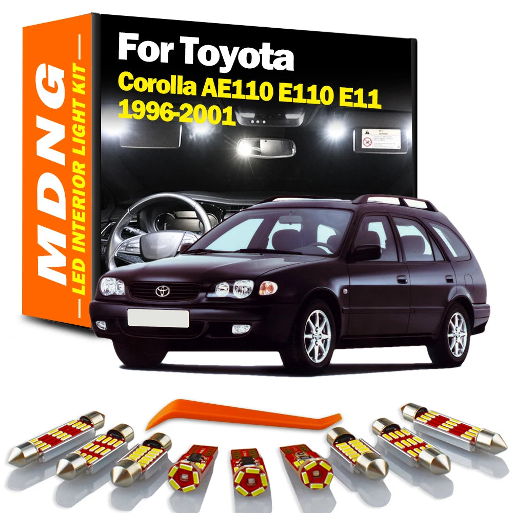 AutoGlowLED 9Pc LED Interior Light Kit for Toyota Corolla E110 1996-2001