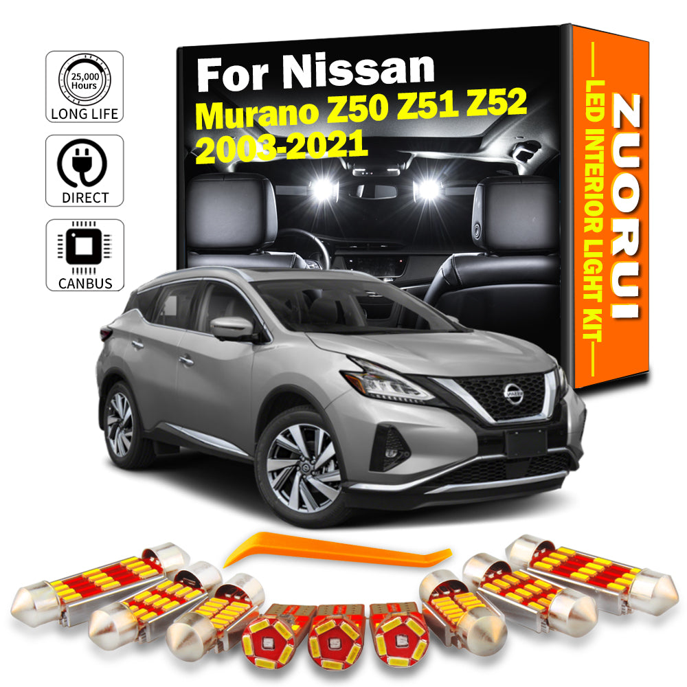 AutoGlowLED Canbus LED Interior Light Kit for Nissan Murano Z50 Z51 Z52 2003-2021