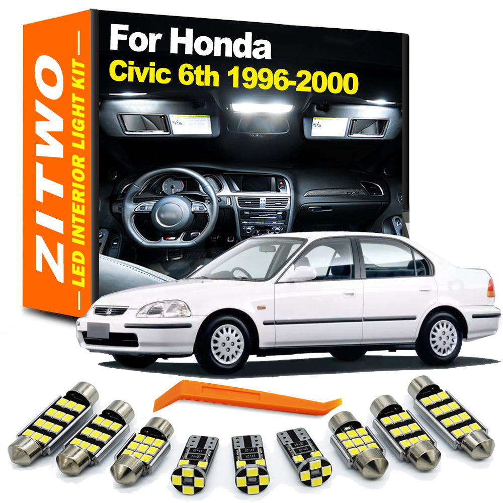 AutoGlowLED 9Pcs LED Interior Light Kit for Honda Civic 1996-2000 6th Gen