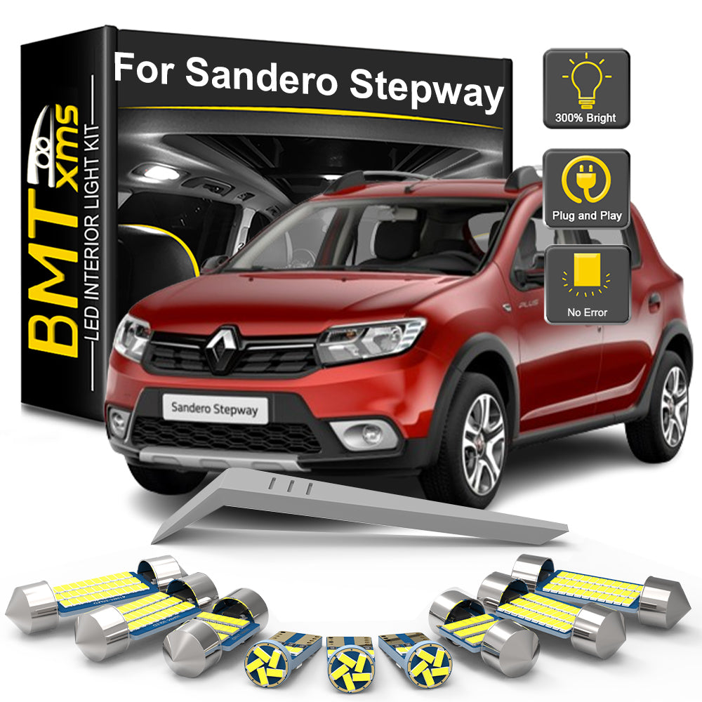 AutoGlowLED 9Pc LED Interior Light Kit for Dacia Sandero Stepway 2010-2024