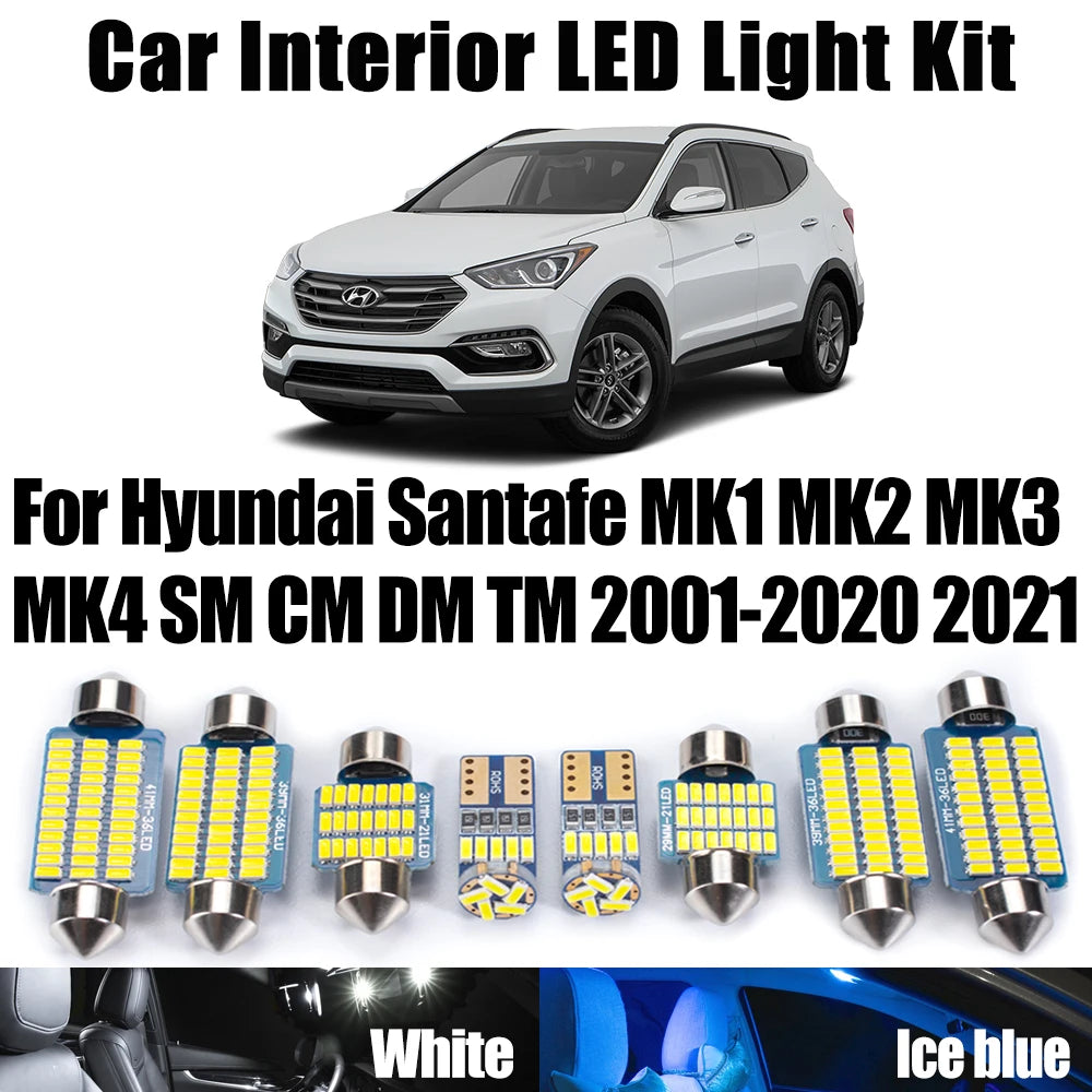 AutoGlowLED Interior LED Light Kit for Hyundai Santa Fe 2001-2021
