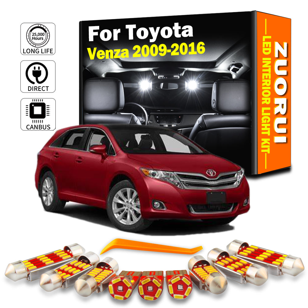 AutoGlowLED 15Pc LED Interior Light Kit for Toyota Venza 2009-2016