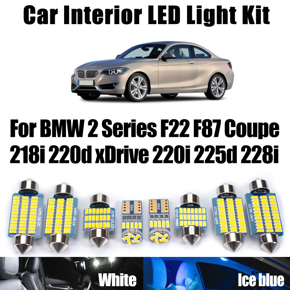 AutoGlowLED 6Pc Canbus LED Interior Light Kit for BMW 2 Series F22 F87 Coupe