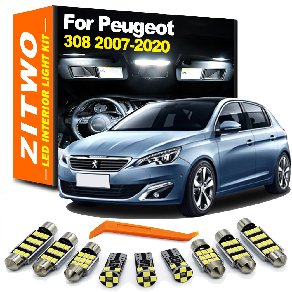 AutoGlowLED 14Pcs LED Interior Light Kit for Peugeot 308 MK1 MK2 2007-2020